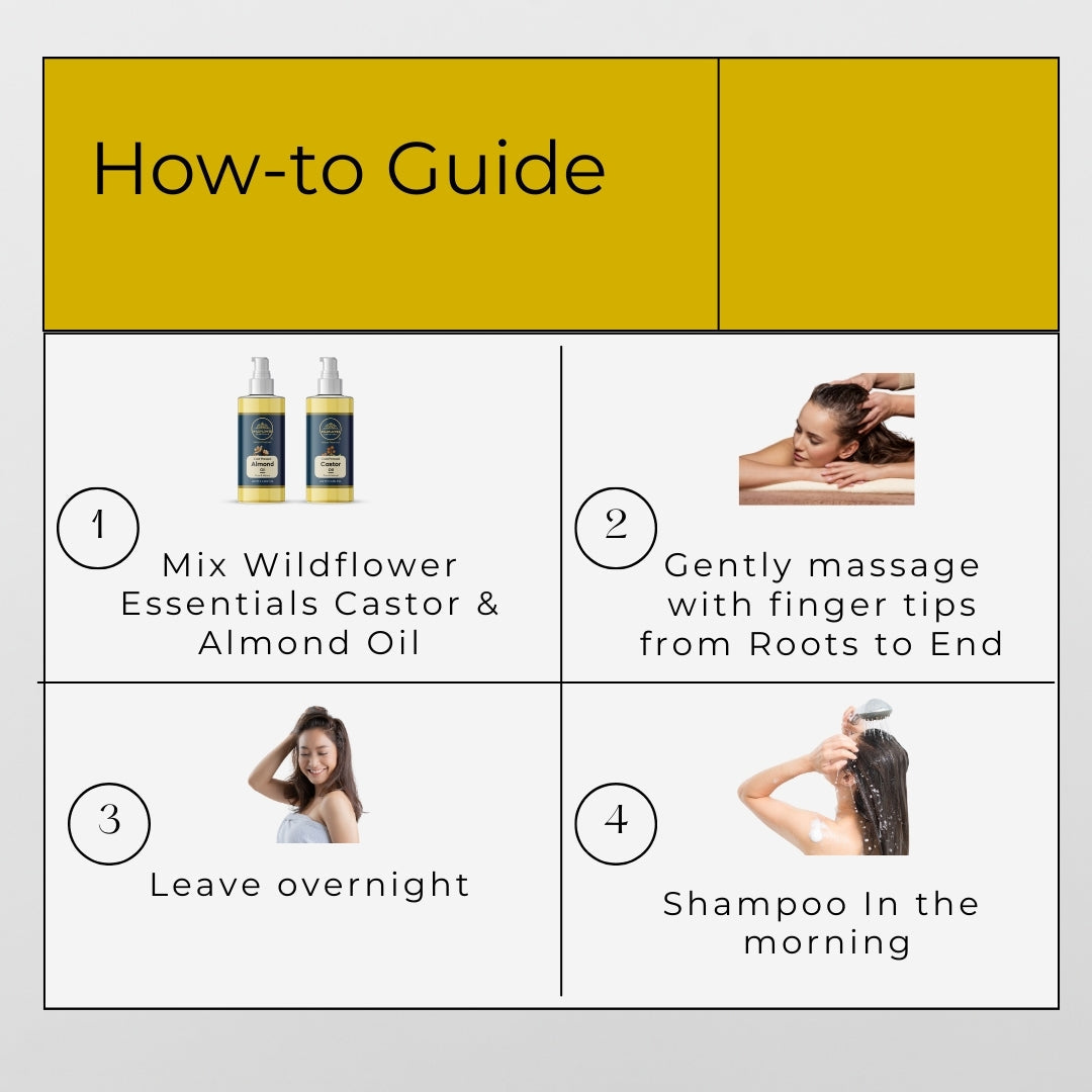 Almond Oil + Castor Oil Combo (100 ml each) Wildflower Essentials
