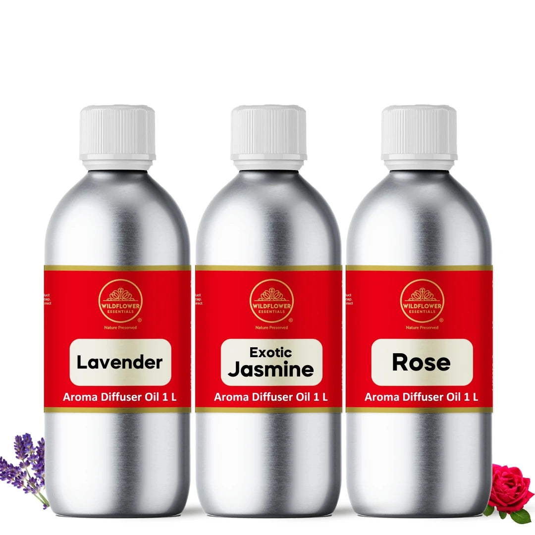Lavender Fragrance Oil | Jasmine Fragrance Oil | Rose Fragrance Oil - Combo Pack (1 L each)
