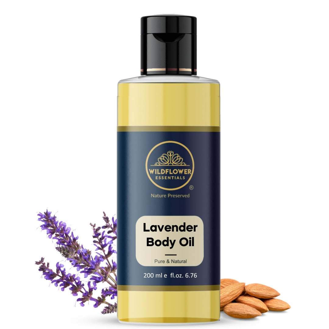 Pure Lavender Body Massage Oil with Your Choice of Carrier Oil - Soothe & Relax | 200 ml Wildflower Essentials