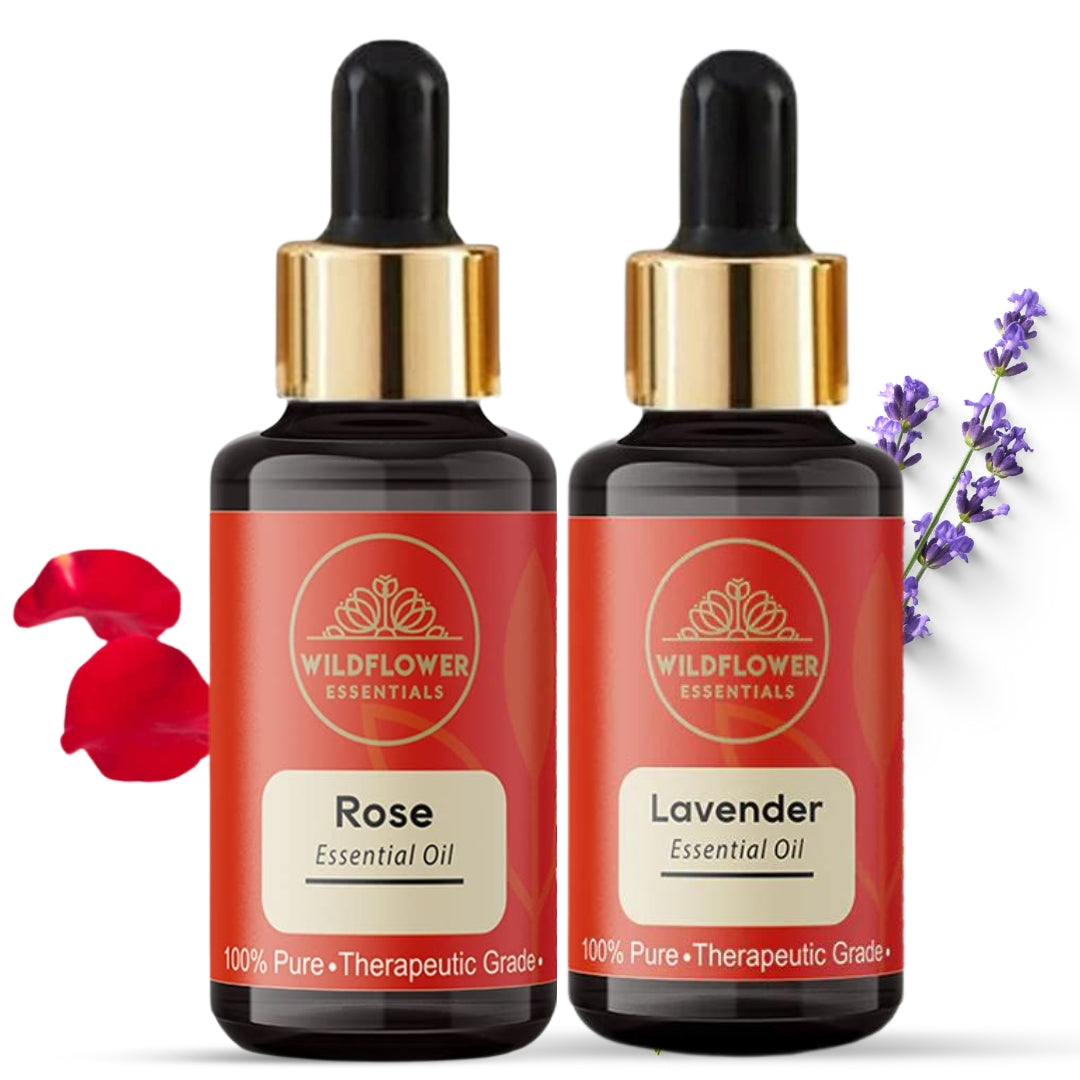 Rose Essential Oil + Lavender Essential Oil Combo (15 ml) Wildflower Essentials
