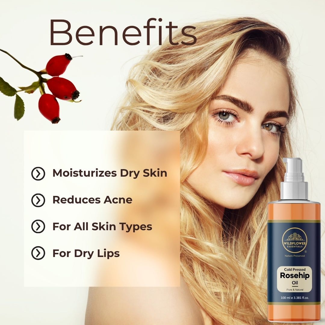 Vitamin E Oil, Avocado Oil, Rosehip Oil, Red Raspberry Seed Oil Combo (100ml each) Wildflower Essentials