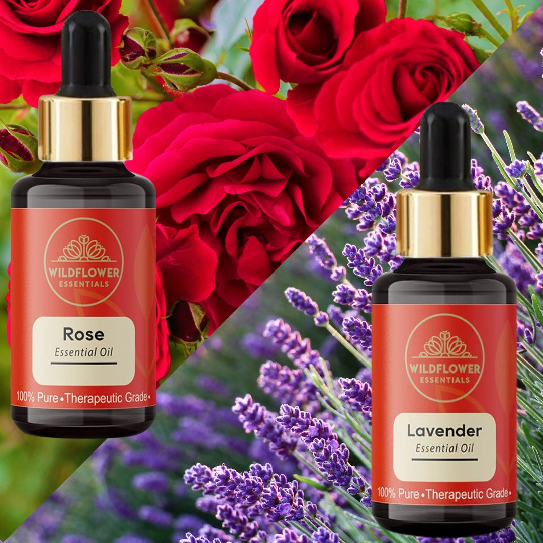 Rose Essential Oil + Lavender Essential Oil Combo (15 ml) Wildflower Essentials