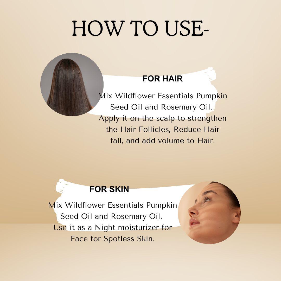 Pumpkin Seed Oil (100ml) + Rosemary Essential Oil (15ml)  Combo Wildflower Essentials