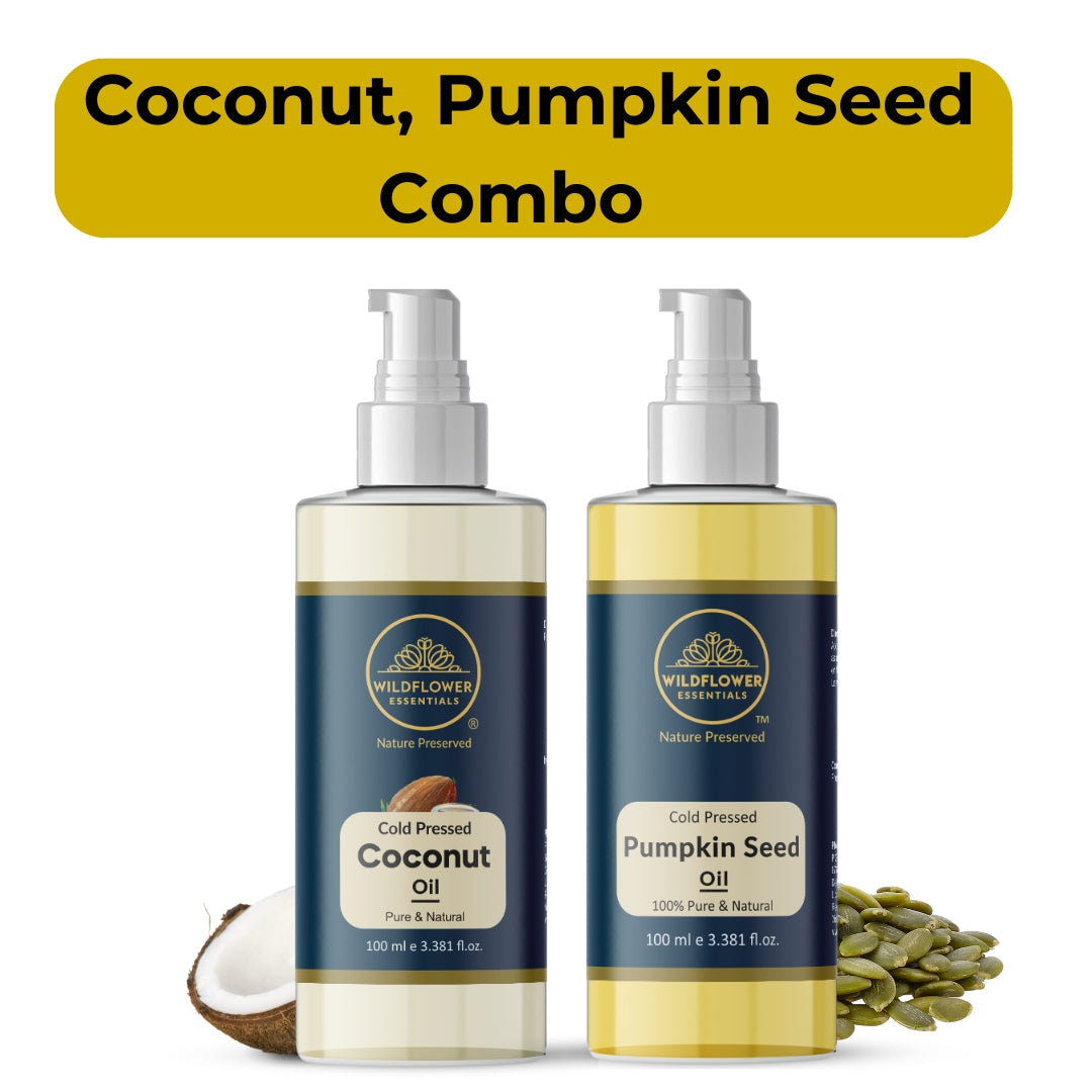 Pumpkin Seed Oil + Coconut Oil Combo (100ml each) Wildflower Essentials