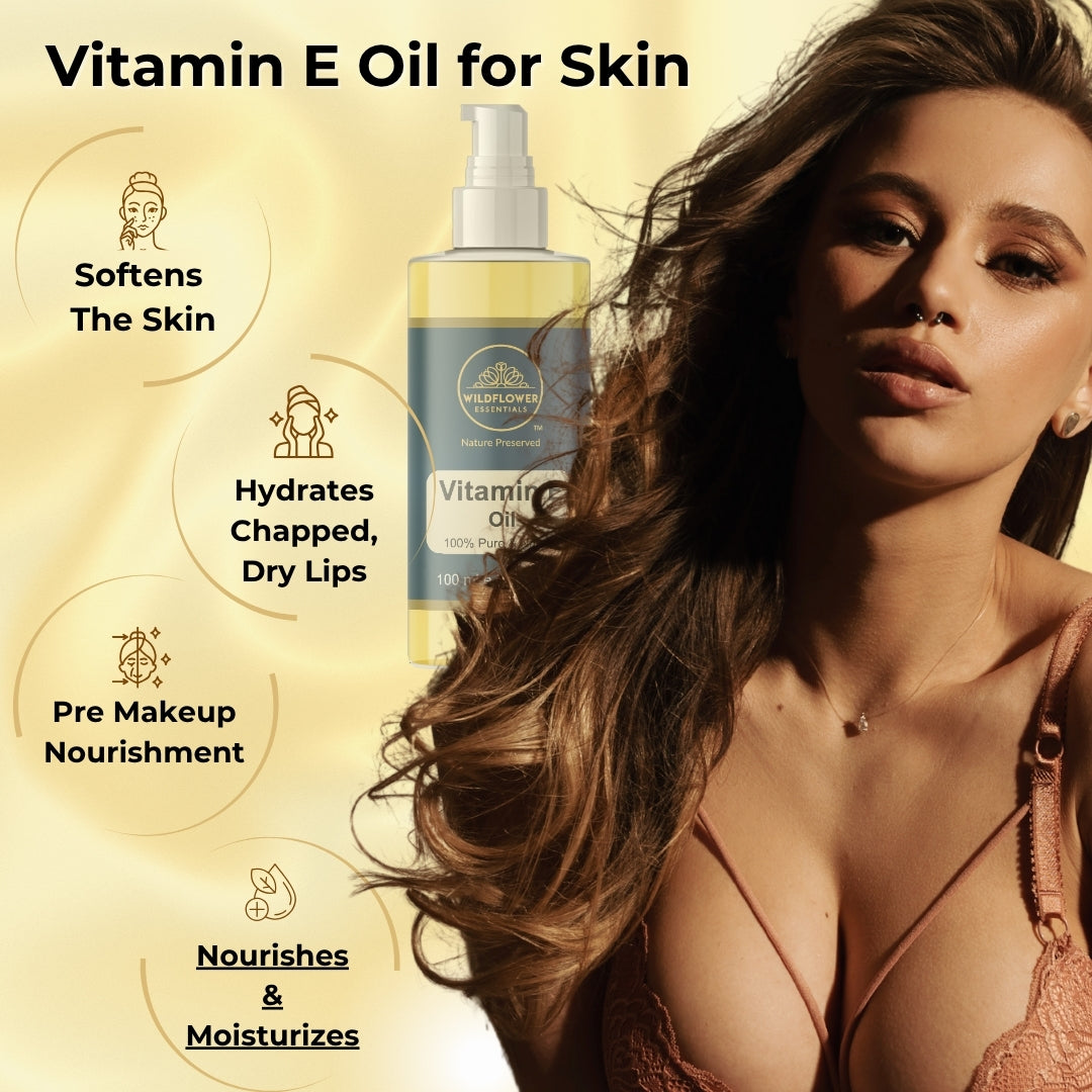 Vitamin E Oil + Rose Water Combo (100ml each) Wildflower Essentials