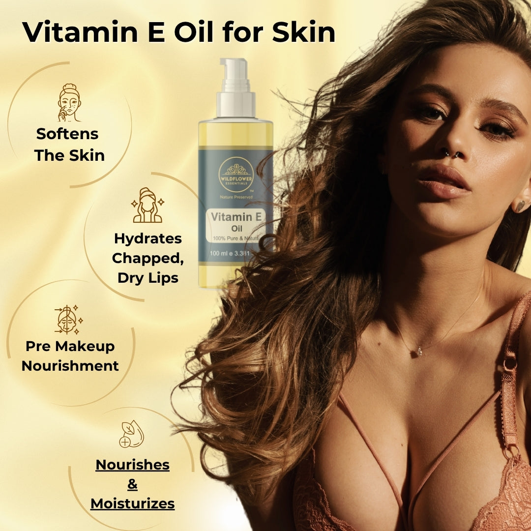 Vitamin E 100ml + Rosewater 100ml + Aloe Vera Gel 100g Combo Wildflower Essentials