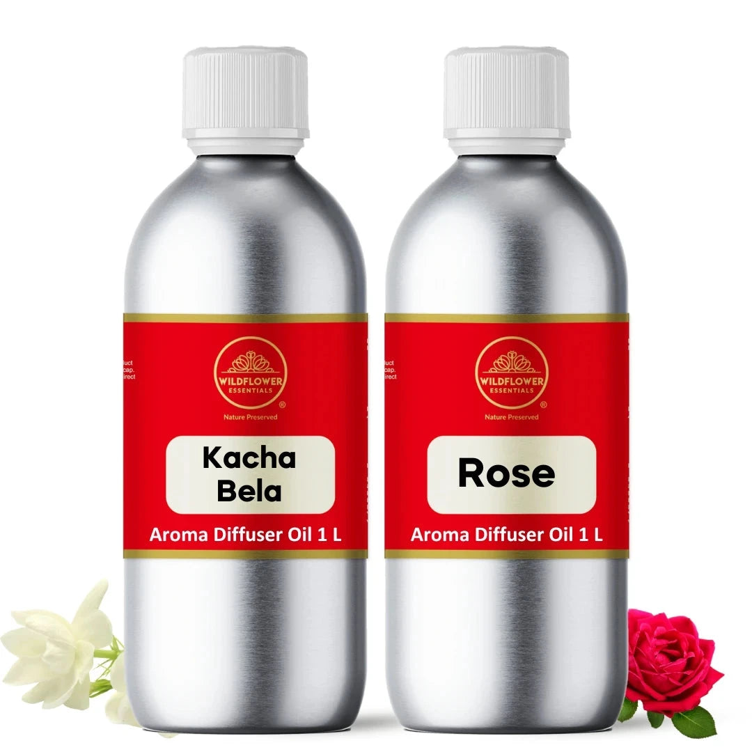 Kacha Bela Fragrance Oil | Rose Fragrance Oil - Combo Pack (1 L each) Wildflower Essentials