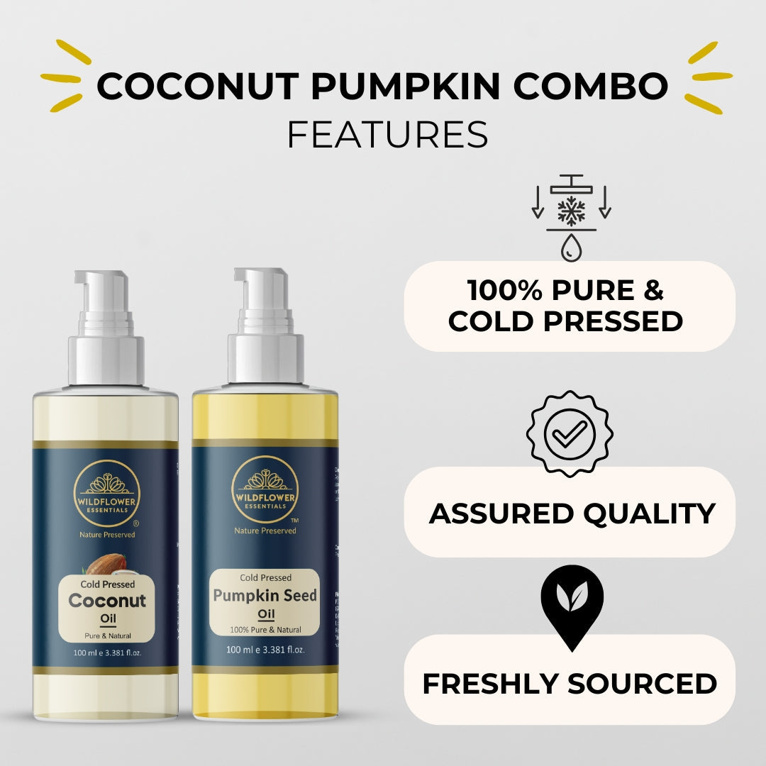 Pumpkin Seed Oil + Coconut Oil Combo (100ml each) Wildflower Essentials