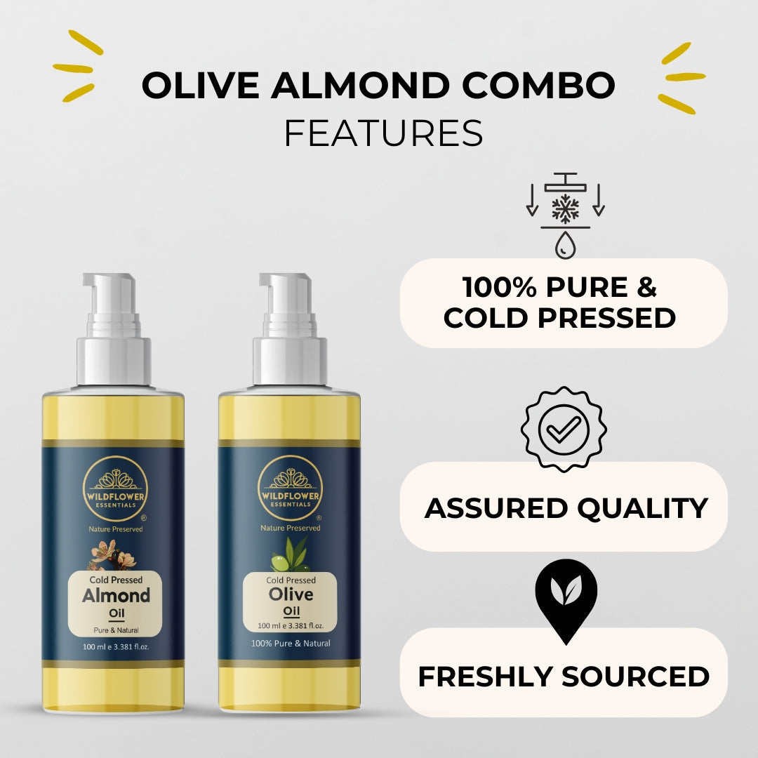 Olive Oil + Almond Oil Combo (100 ml each) Wildflower Essentials