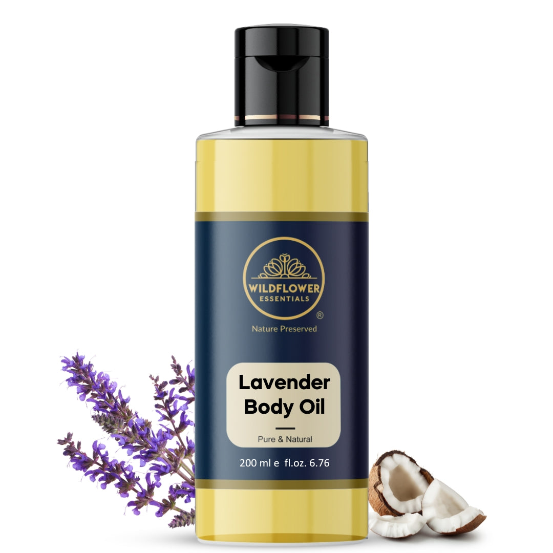 Pure Lavender Body Massage Oil with Your Choice of Carrier Oil - Soothe & Relax | 200 ml Wildflower Essentials