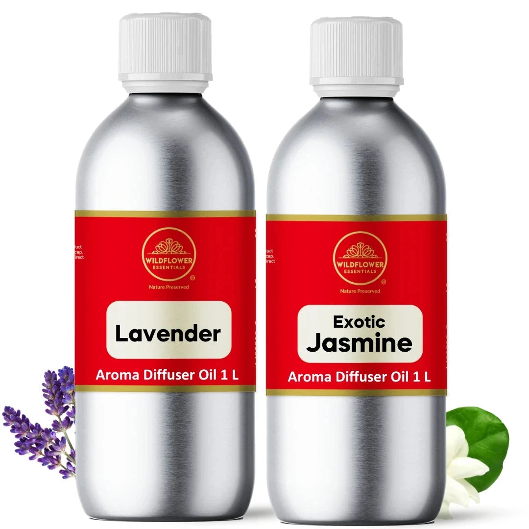 Lavender Fragrance Oil | Jasmine Fragrance Oil - Combo Pack (1 L each) Wildflower Essentials