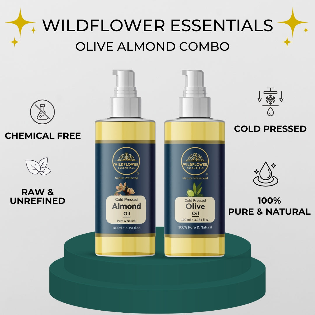 Olive Oil + Almond Oil Combo (100 ml each) Wildflower Essentials