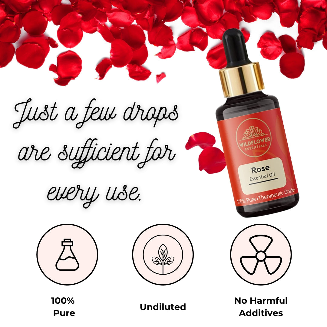 Rose Essential Oil + Lavender Essential Oil Combo (15 ml) Wildflower Essentials