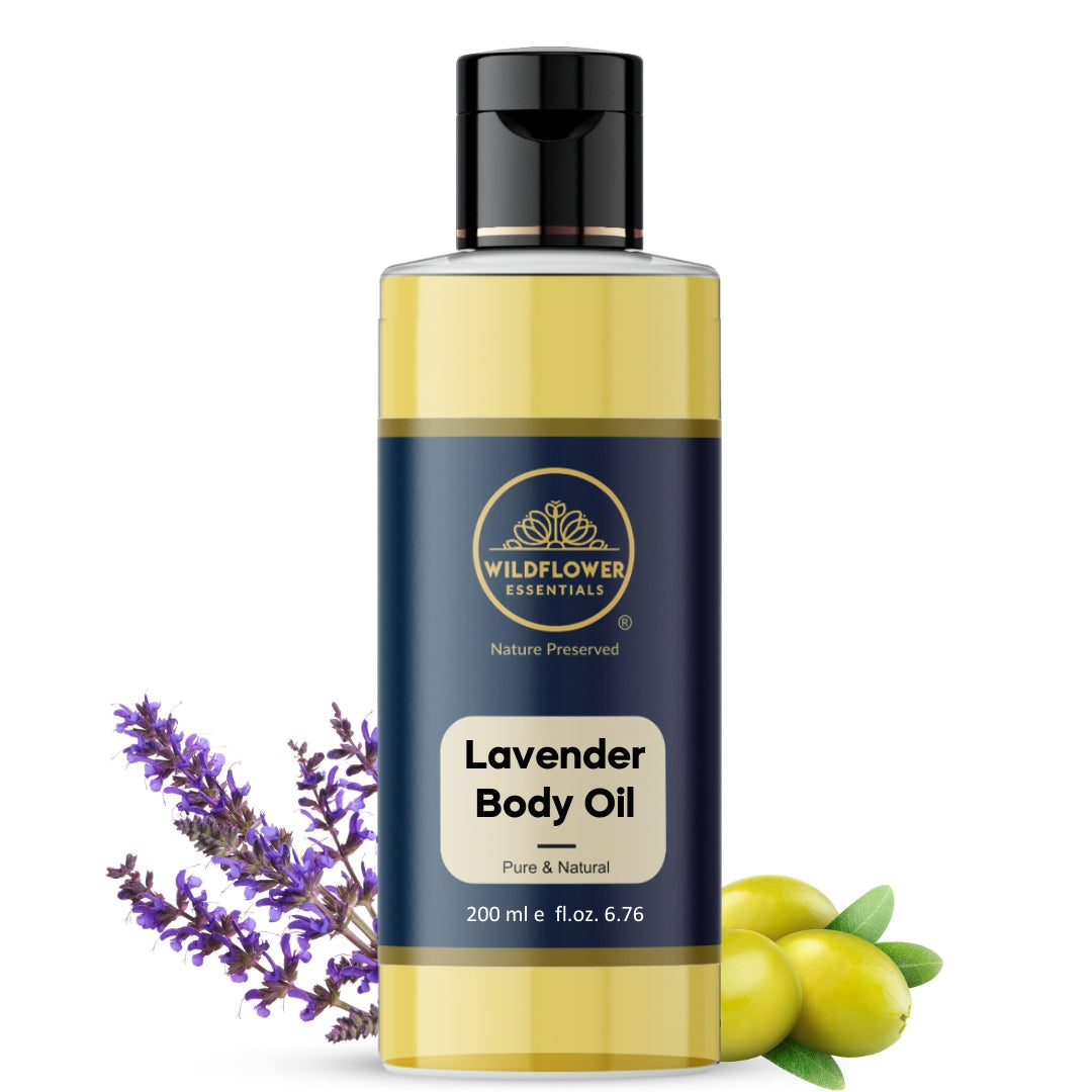 Pure Lavender Body Massage Oil with Your Choice of Carrier Oil - Soothe & Relax | 200 ml Wildflower Essentials