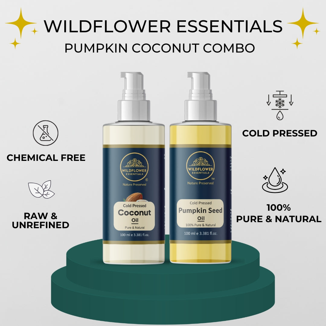 Pumpkin Seed Oil + Coconut Oil Combo (100ml each) Wildflower Essentials