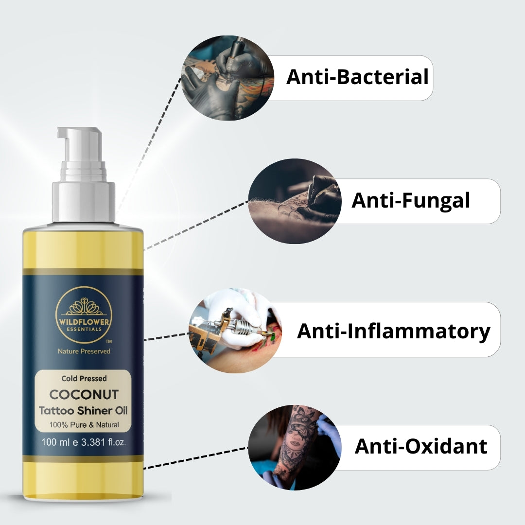 Virgin Coconut Tattoo Shiner Oil | 100 ml Wildflower Essentials
