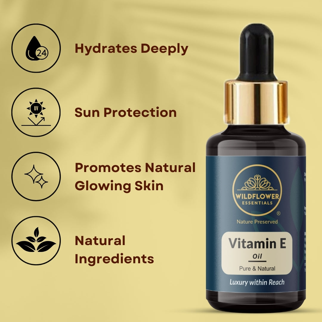 Vitamin E Oil + Rose Water Combo (15ml each) Wildflower Essentials