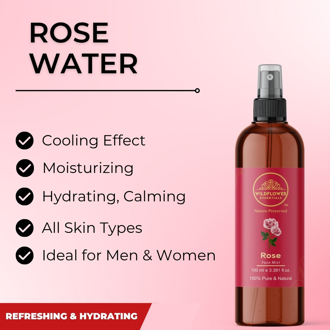 Vitamin E Oil + Rose Water Combo (100ml each) Wildflower Essentials