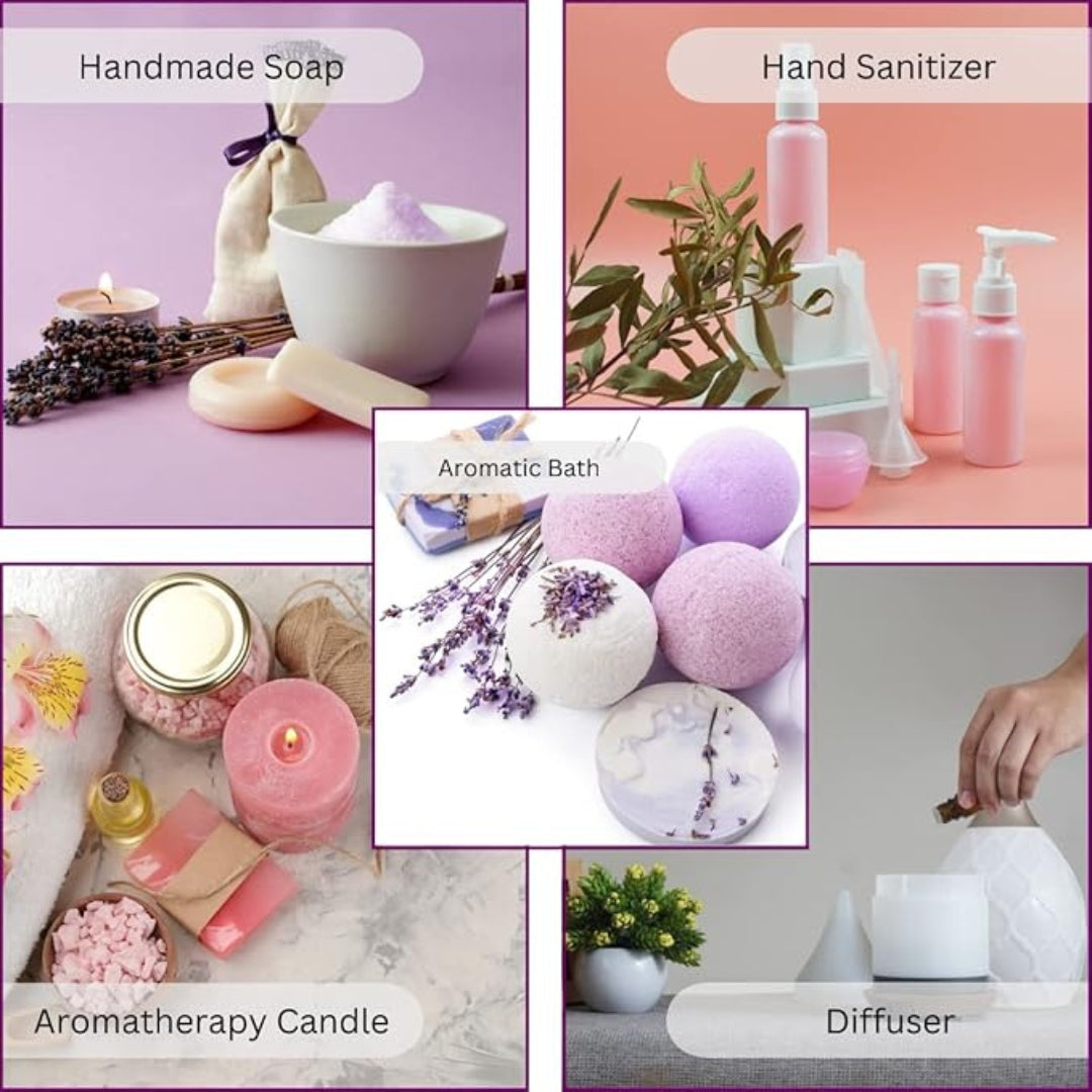 Lavender, Lemongrass, Rose, Peppermint Essential Oil Combo (15ml each) Wildflower Essentials