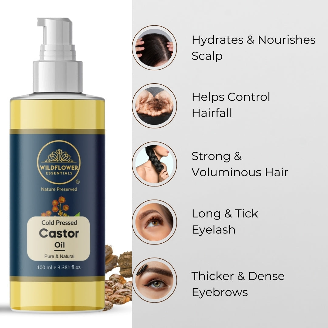 Coconut Oil + Castor Oil Combo (100ml each) Wildflower Essentials