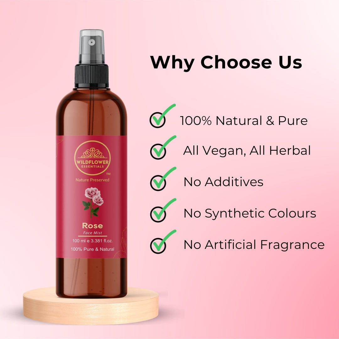 Vitamin E Oil + Rose Water Combo (100ml each) Wildflower Essentials
