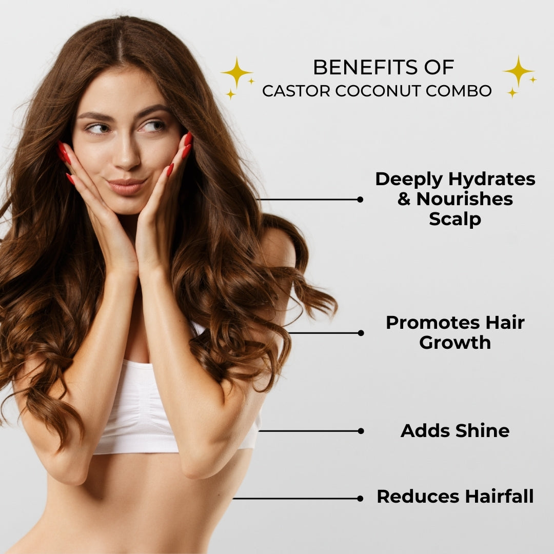 Coconut Oil + Castor Oil Combo (100ml each) Wildflower Essentials