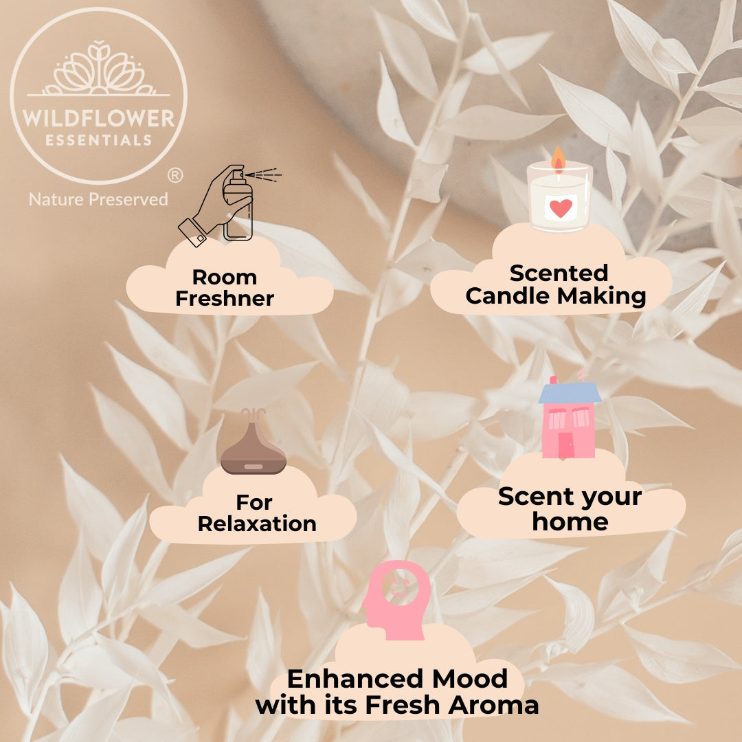 Lavender, Lemongrass, Rose, Peppermint Essential Oil Combo (15ml each) Wildflower Essentials