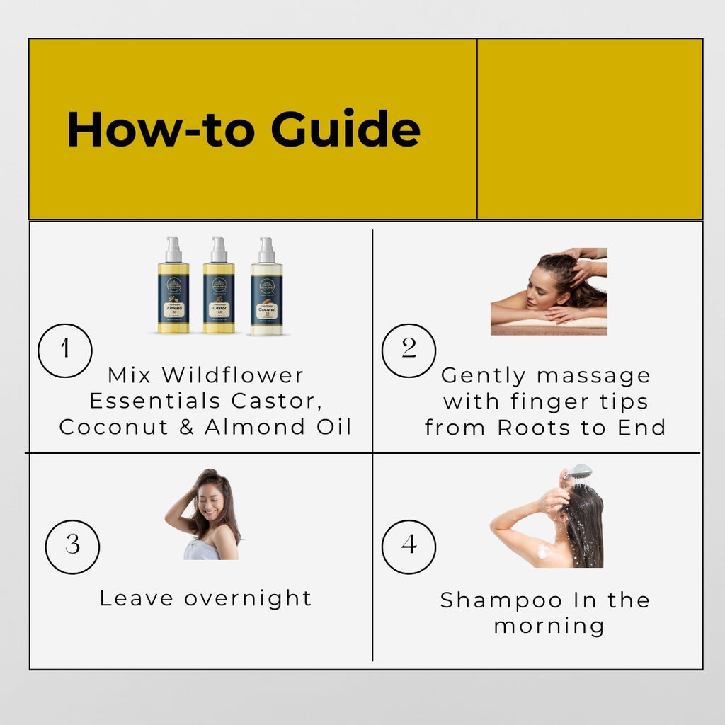 Almond Oil + Castor Oil + Coconut Oil Combo (100ml each)