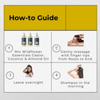 Almond Oil + Castor Oil + Coconut Oil Combo (100ml each) Wildflower Essentials