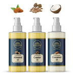 Almond Oil + Castor Oil + Coconut Oil Combo (100ml each) Wildflower Essentials