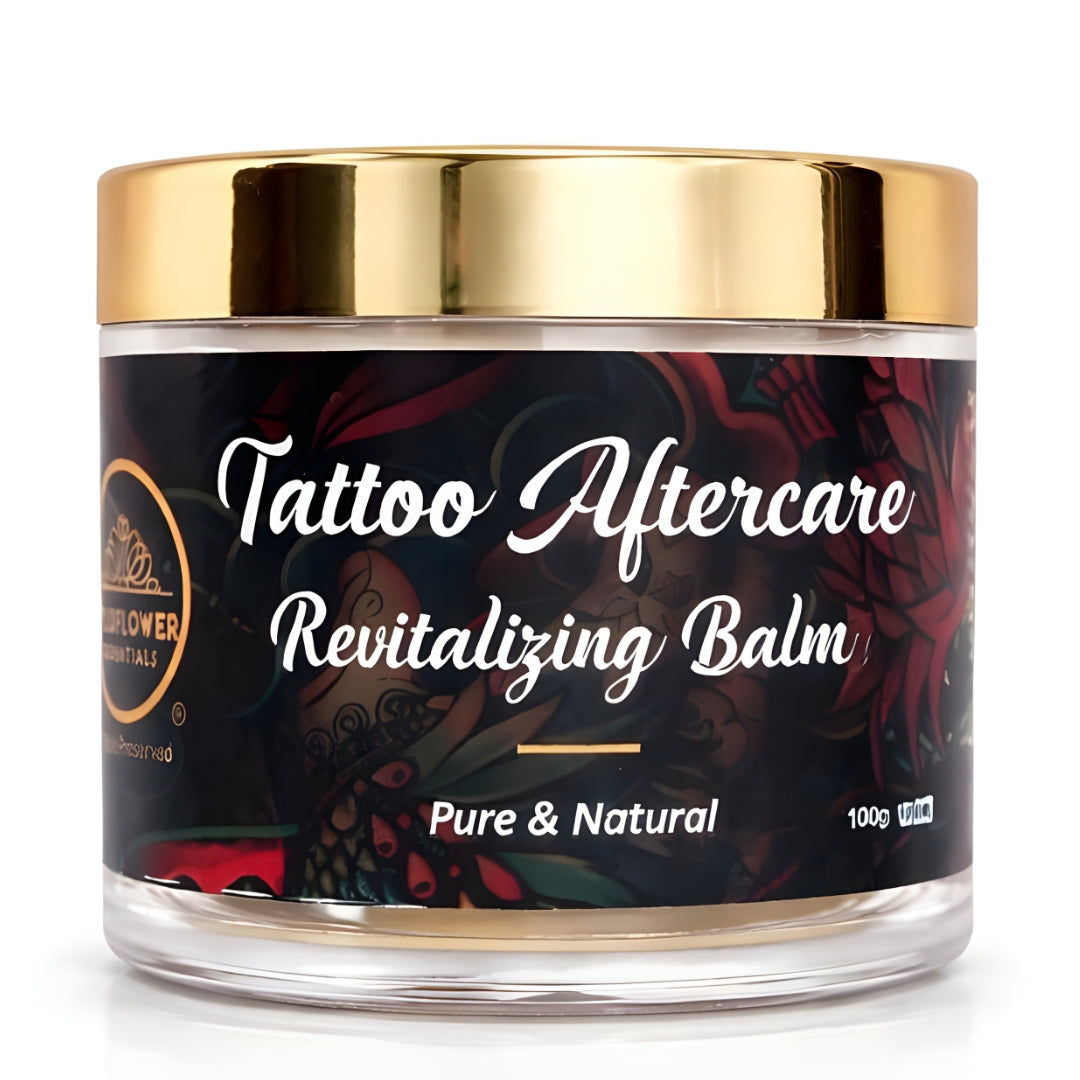Tattoo Aftercare Balm With Vitamin A and D, Natural Herbs and Oils, Moisturises, No Petroleum Jelly for all skin types. 100% Natural Wildflower Essentials