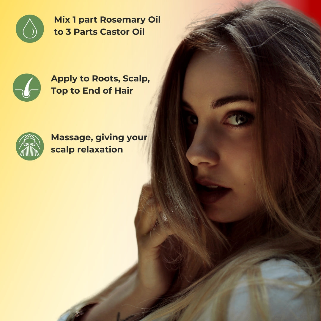 Castor Oil 100ml & Rosemary Essential Oil 30ml Combo- Hair Thinning Set