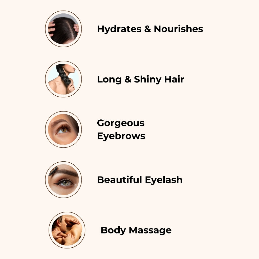 Almond Oil + Castor Oil + Coconut Oil Combo (100ml each)