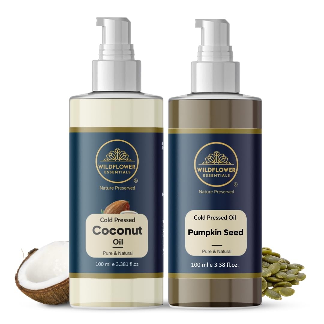 Pumpkin Seed Oil + Coconut Oil Combo (100ml each) Wildflower Essentials