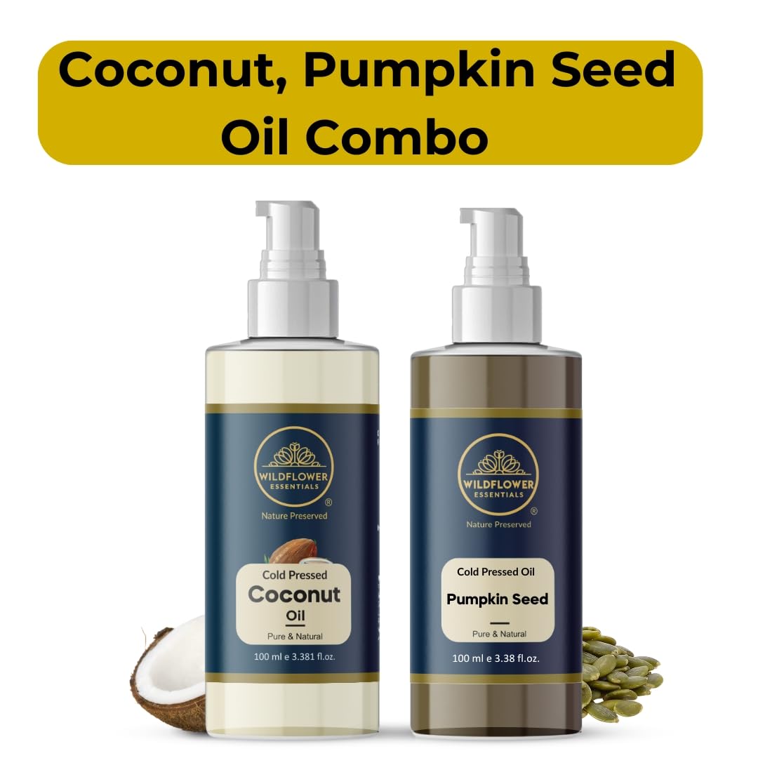 Pumpkin Seed Oil + Coconut Oil Combo (100ml each) Wildflower Essentials