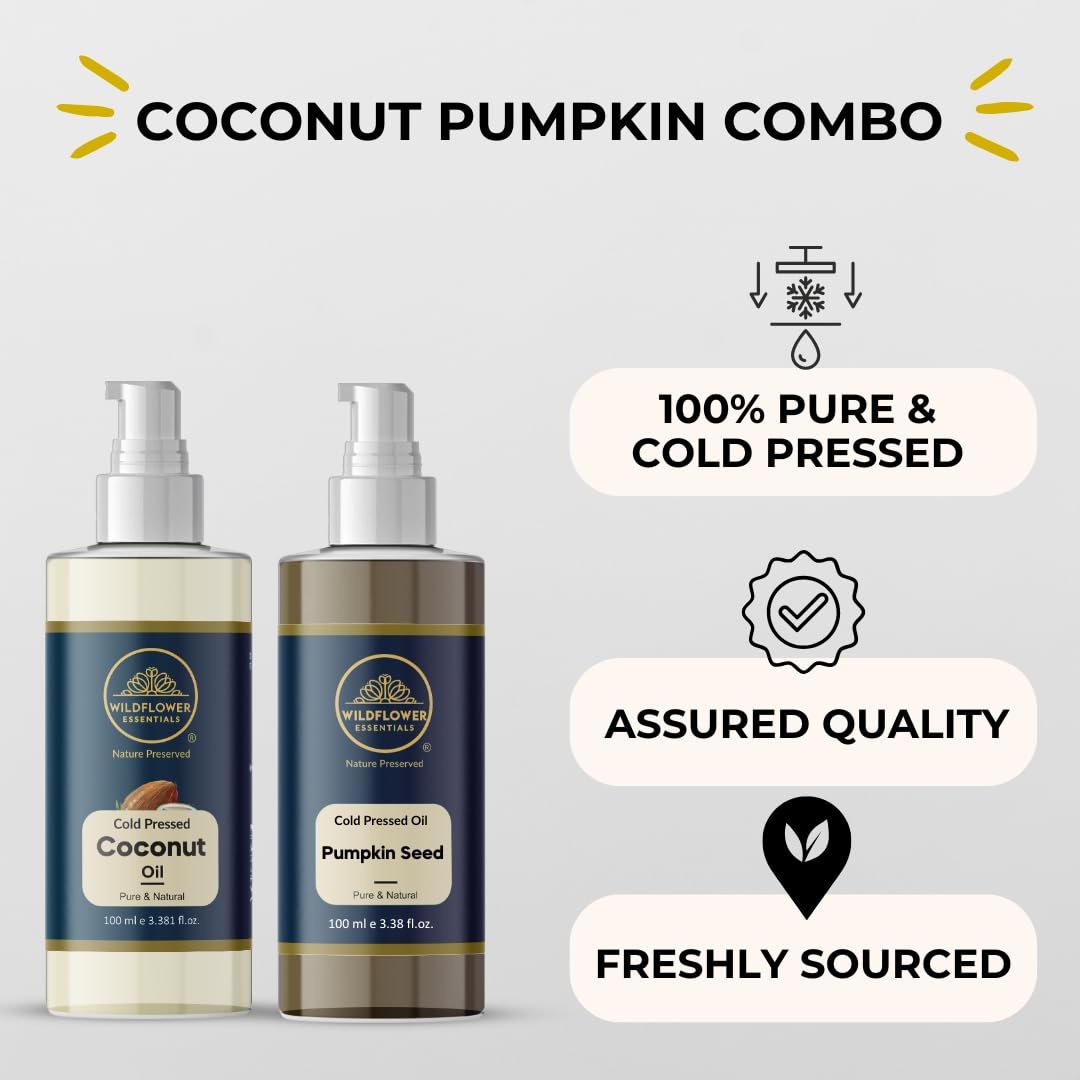 Pumpkin Seed Oil + Coconut Oil Combo (100ml each) Wildflower Essentials